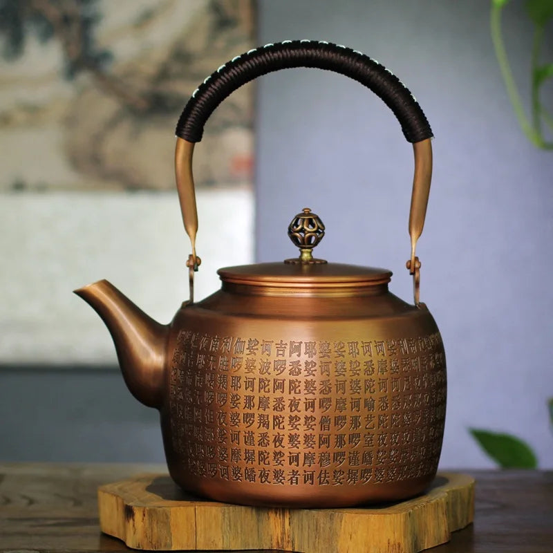 New Large-capacity Copper Teapot 1.5L Vintage Pure Copper Kettle Kung Fu Tea Sets Gas Stove Charcoal Universal Boiler Teapot