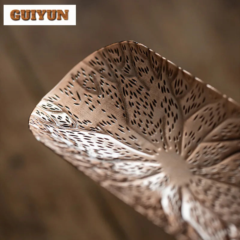 Japanese Hammer Patterned Alloy Tea Scoop Antique Brass Tea Boxes Saucer Chahe Shovel Appreciation Ladle Tea Ceremony Craft Gift