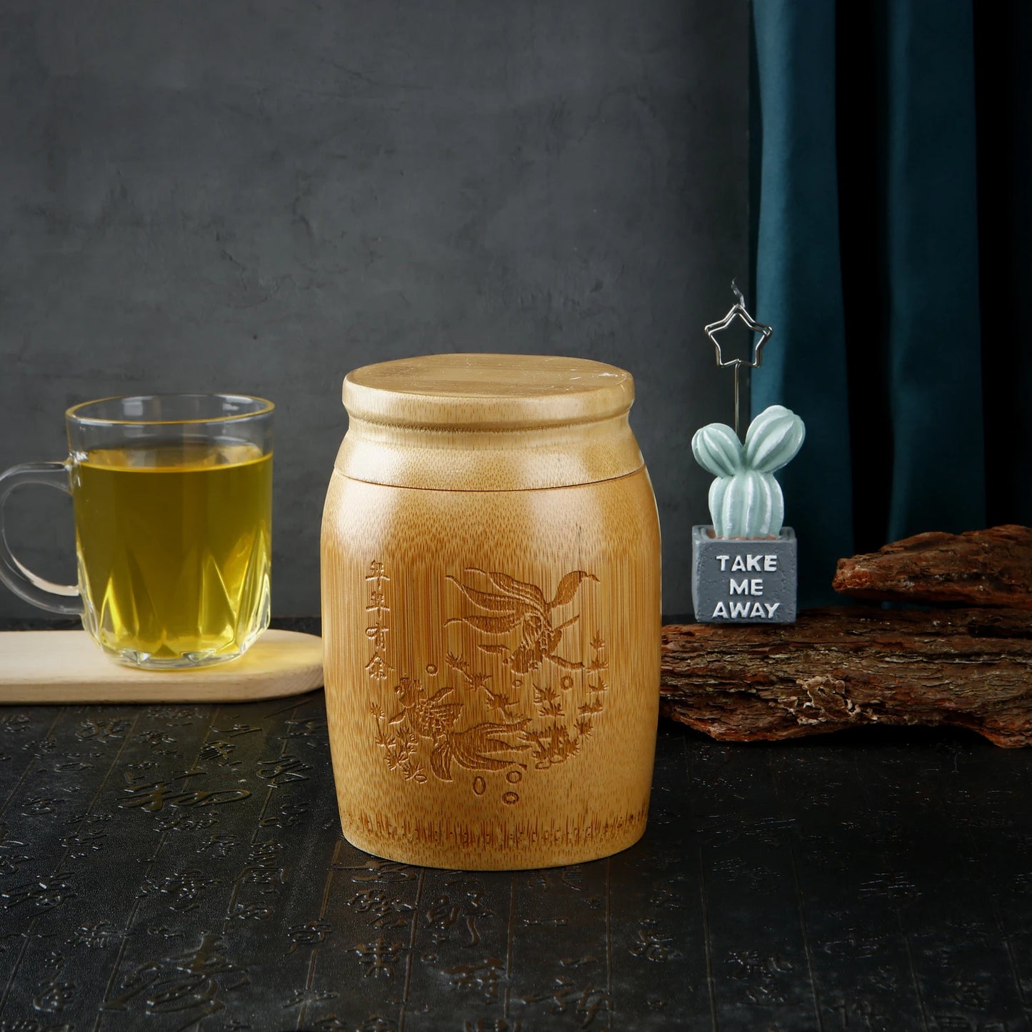 Pot à thé en bambou de taille moyenne