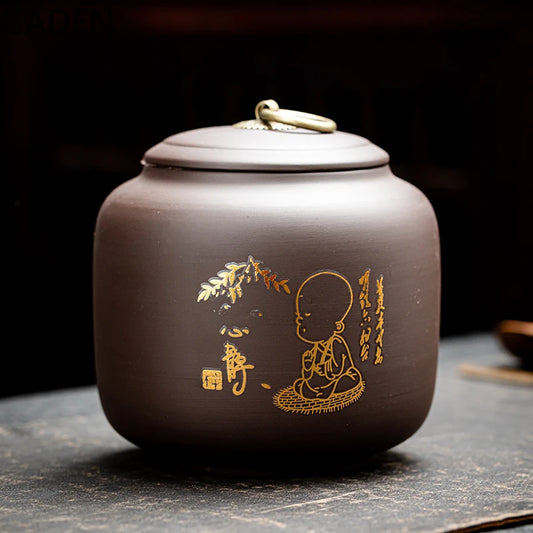 Purple Clay Tea Caddy Creative Storage Tank Tea Set Household Tea Ceremony Accessories Moisture-proof Large Pu'er Tea Caddy