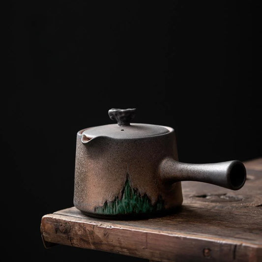 Gilt Ceramic Teapot Side Handle Pot Chinese Kung Fu Tea Set Household Daily Brewing Teapot