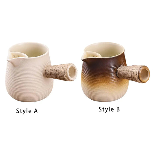 Ceramic Teapot Blooming and Loose Tea Leaf Kettle with Side Handle Tea Kettles for Household Hiking Camping Picnic