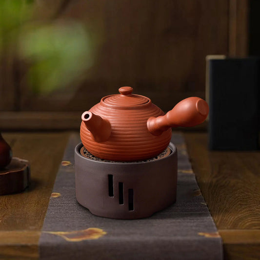 Chinese Ceramic Teapot Durable Tea Maker Kettle with Side Handle Tea Kettle for Restaurant Outdoor Hiking Household Hotel