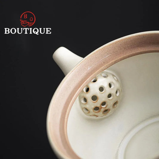 200ml Creative Snowy White Ceramic Handle Side Pot Hanamde Coarse Teapot with Filter Household Tea Making Kettle Kung Fu Tool