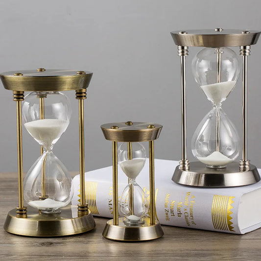 1/3/5/10/15/30 Minutes European Retro Metal Hourglass Timer Living Room Office Desktop Decoration Sand Clock Ornaments Sandglass
