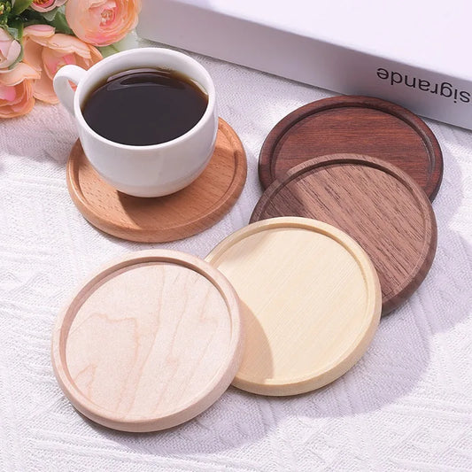 1PCS Wooden Solid Coaster Tea Coffee Cup Pad Walnut Coaster Durable Heat Resistant Round Bowl Teapot Mat DIY Home Placemat Decor