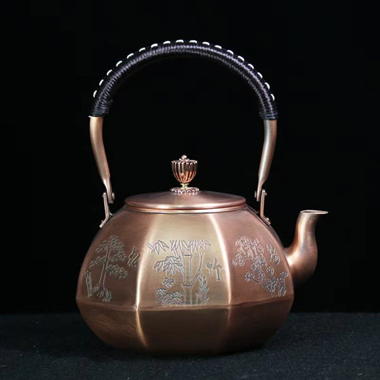 Octagonal copper Kettle, Handmade copper boiling water pot, Red copper tea kettle, Restaurant Add soup pot, home boiling tea pot