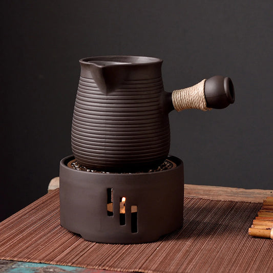 Chinese Ceramic Teapot Durable Tea Maker Kettle with Side Handle Tea Kettle for Restaurant Outdoor Hiking Household Hotel