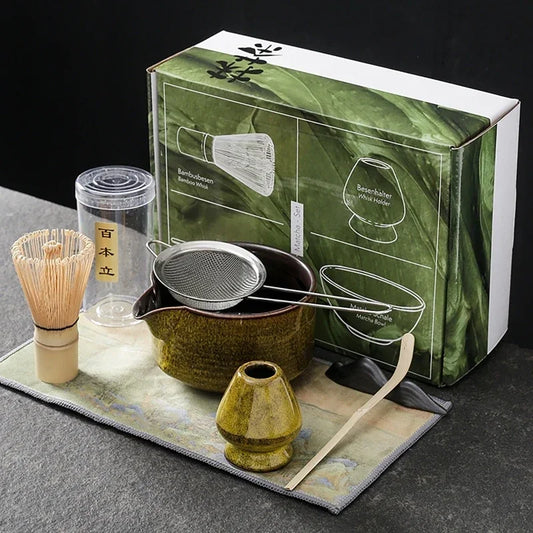 4/7 Pcs Japanese Matcha Blender Set Bamboo Whisk Teaspoon Brush Teaspoon Kiln Tea Tool Sets Indoor Drinking tea Brewing