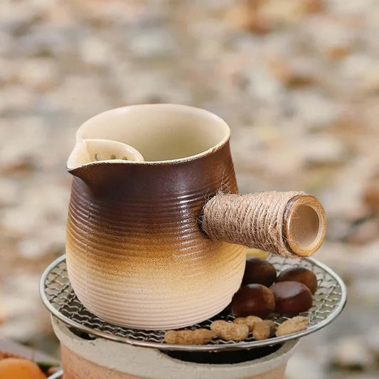 Ceramic Teapot Blooming and Loose Tea Leaf Kettle with Side Handle Tea Kettles for Household Hiking Camping Picnic