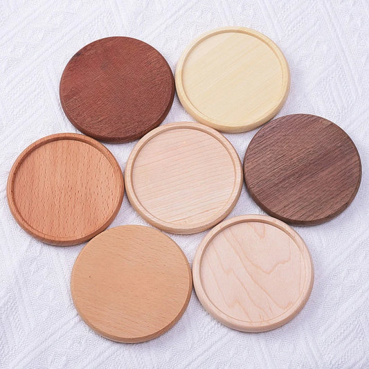 1PCS Wooden Solid Coaster Tea Coffee Cup Pad Walnut Coaster Durable Heat Resistant Round Bowl Teapot Mat DIY Home Placemat Decor