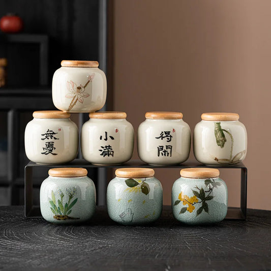 Chinese tea pot ceramic mini miniature sealed pot storage tea packaging box portable 1PC