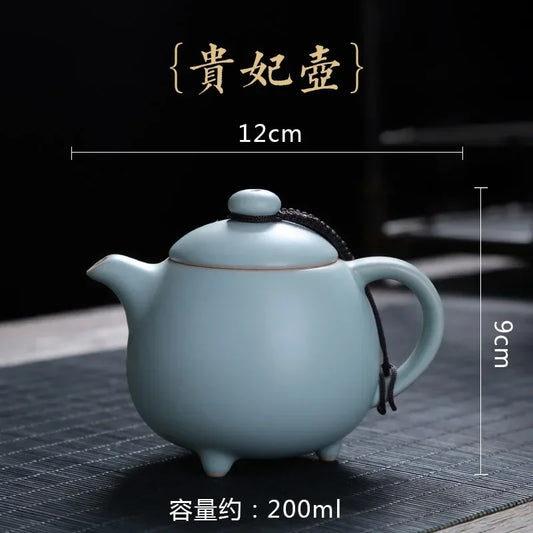 Ru Kiln Tea Pot  Handmade Sliced and Nourisable  Ceramic Kung Fu  Set