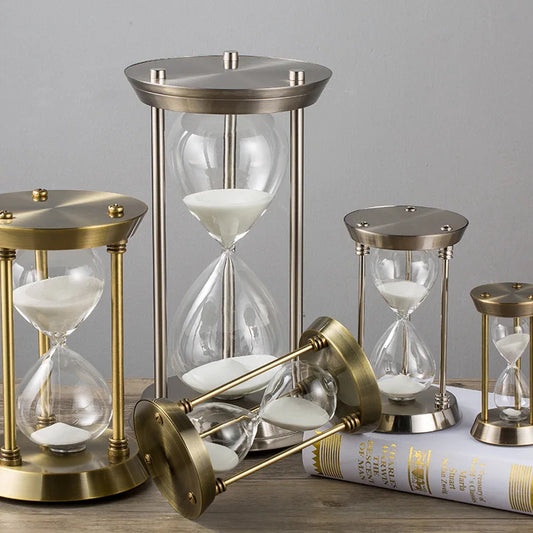 1/3/5/10/15/30 Minutes European Retro Metal Hourglass Timer Living Room Office Desktop Decoration Sand Clock Ornaments Sandglass