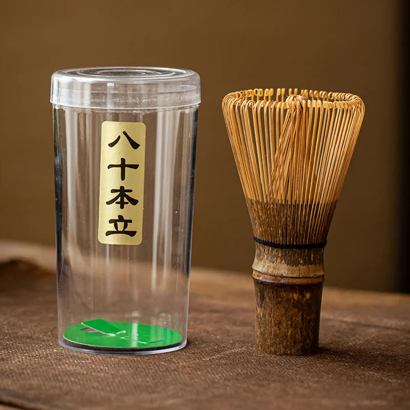 Fouet à Matcha Japonais Traditionnel en Bambou | Chasen Authentique 80/100 Broches