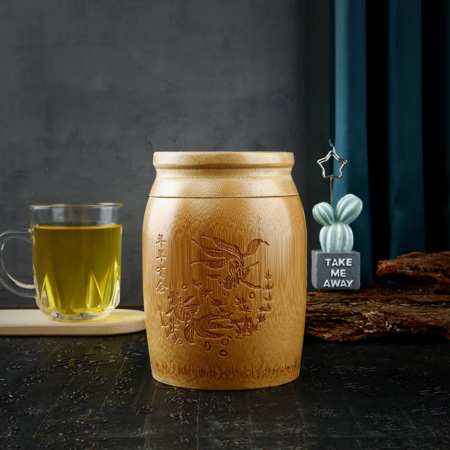 Canister en bambou pour stocker le thé de manière naturelle